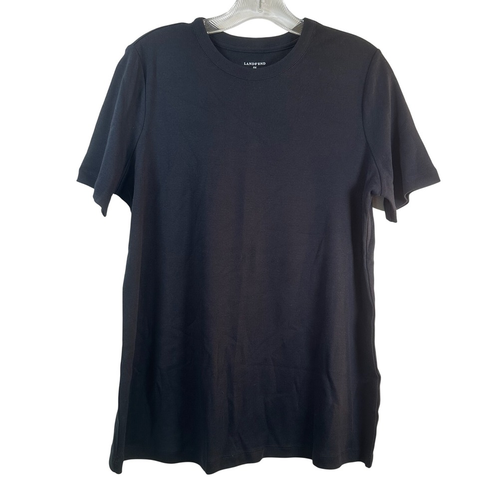 Lands End Black 100% Cotton Short Sleeve Crew Neck Tee Shirt Plus Size 0X 14W